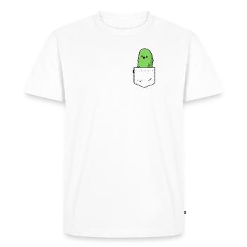 Pocket Pickle Funny Vegetable Cucumber Vegan - Men's Premium Organic T-Shirt - white - Front - Nico (187cm)