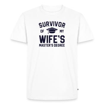 Survivor Of My Wifes Diplôme de maîtrise - T-shirt Premium bio Homme - blanc - Devant - Nico (187cm)