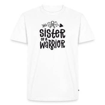 Sœur d’un guerrier des maladies rares Conscience Zèbre - T-shirt Premium bio Homme - blanc - Devant - Nico (187cm)