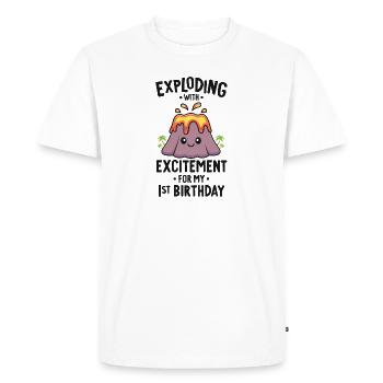 Fête d’anniversaire volcano Premier anniversaire 1 ans - T-shirt Premium bio Homme - blanc - Devant - Nico (187cm)