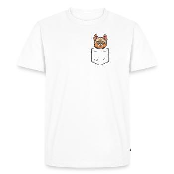 Yorkie en poche Drôle Yorkshire Terrier Kawaii - T-shirt Premium bio Homme - blanc - Devant - Nico (187cm)