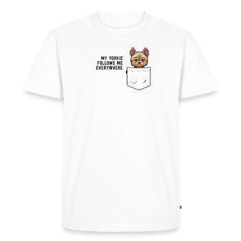 Yorkie dans Pocket Yorkshire Terrier sarcastique - T-shirt Premium bio Homme - blanc - Devant - Nico (187cm)