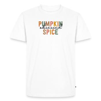 Pumpkin Spice Obsessed Coffee PSL Vintage Fall - Men's Premium Organic T-Shirt - white - Front - Nico (187cm)
