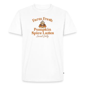 Farm Fresh Pumpkin Spice Latte PSL Retro Fall - Men's Premium Organic T-Shirt - white - Front - Nico (187cm)