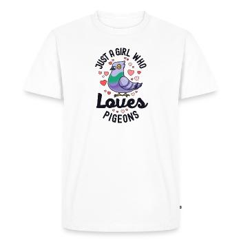 Just A Girl Who Loves Pigeons Bird Lover Watcher - Men's Premium Organic T-Shirt - white - Front - Nico (187cm)