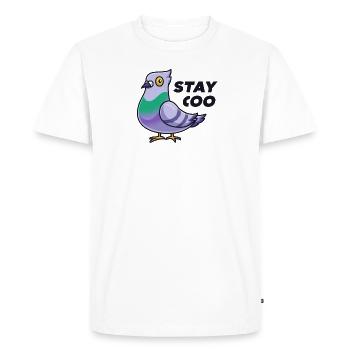 Stay Coo Funny Pigeon Shirt Bird Lover Owner - Men's Premium Organic T-Shirt - white - Front - Nico (187cm)