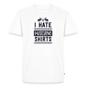 Je déteste les chemises de Noël assorties couple mari - T-shirt Premium bio Homme - blanc - Devant - Nico (187cm)