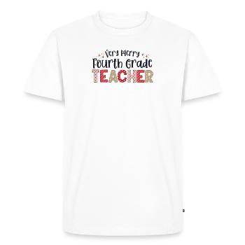 Very Merry 4th Grade Teacher Fourth Christmas - Men's Premium Organic T-Shirt - white - Front - Nico (187cm)