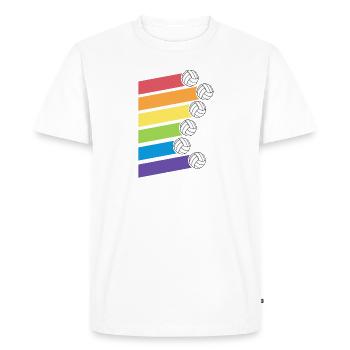 Entraîneur de l’équipe de volleyball arc-en-ciel rétro - T-shirt Premium bio Homme - blanc - Devant - Nico (187cm)