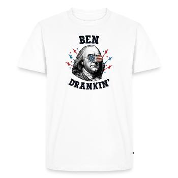 Benjamin Franklin 4 juillet Hommes Drapeau américain - T-shirt Premium bio Homme - blanc - Devant - Nico (187cm)