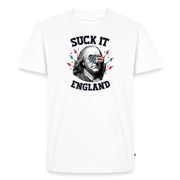 Suck It England 4th Of July Men USA Patriotic Ben - Men's Premium Organic T-Shirt - white - Front - Nico (187cm)