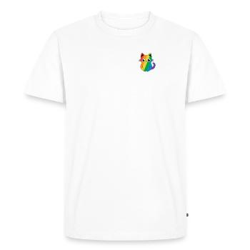 Pocket Pride Cat LGBT Rainbow Flag Kawaii Subtil - T-shirt Premium bio Homme - blanc - Devant - Nico (187cm)
