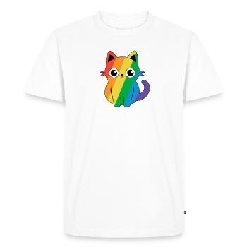 Pride Cat Gay Kawaii Anime LGBT Rainbow Flag - T-shirt Premium bio Homme - blanc - Devant - Nico (187cm)