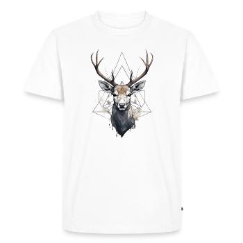 Deer Geometric - Men's Premium Organic T-Shirt - white - Front - Nico (187cm)