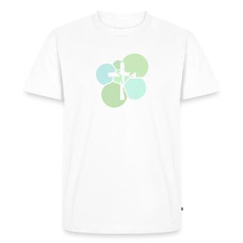 Verset de la Bible Croix Christ - T-shirt Premium bio Homme - blanc - Devant - Nico (187cm)