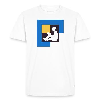 Lire l’auteur - T-shirt Premium bio Homme - blanc - Devant - Nico (187cm)