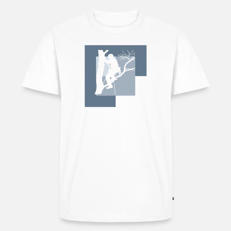 Baumklettern Kletterer Steigeisen - Männer Premium Bio T-Shirt - Weiß