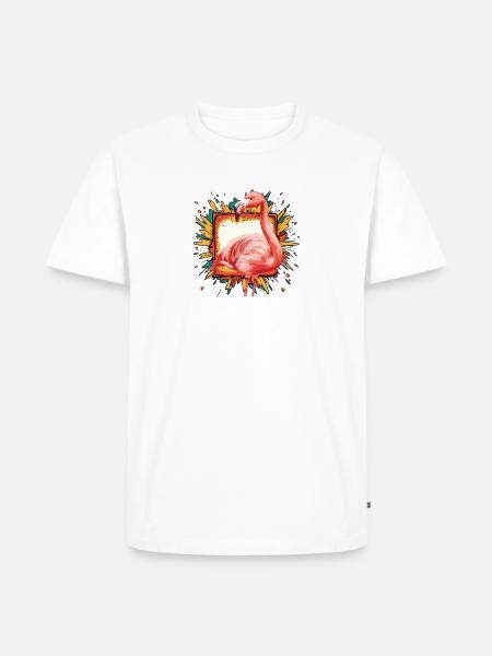 Flamingo Tierliebe - Männer Premium Bio T-Shirt - Weiß