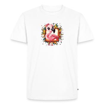 Flamant rose exotique - T-shirt Premium bio Homme - blanc - Devant - Nico (187cm)