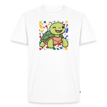 Turtle Slow - Men's Premium Organic T-Shirt - white - Front - Nico (187cm)