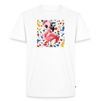 Rose flamant rose - T-shirt Premium bio Homme - blanc - Devant - Nico (187cm)