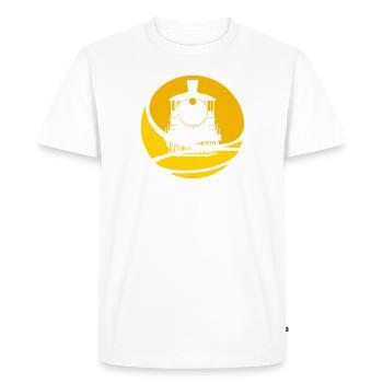 Model Railway Steam Locomotive Steam Locomotive - Men's Premium Organic T-Shirt - white - Front - Nico (187cm)
