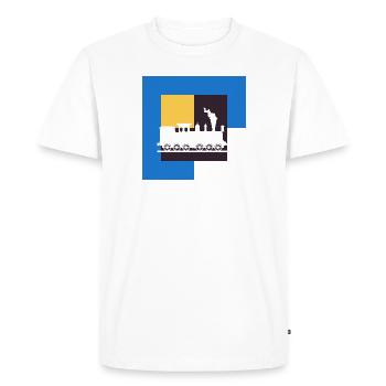 Model Railway Rails Steam Locomotive - Men's Premium Organic T-Shirt - white - Front - Nico (187cm)