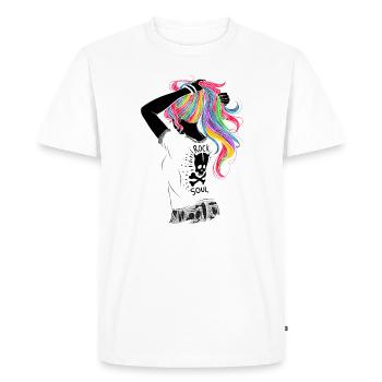 Fille cheveux colorés rocker soul - T-shirt Premium bio Homme - blanc - Devant - Nico (187cm)