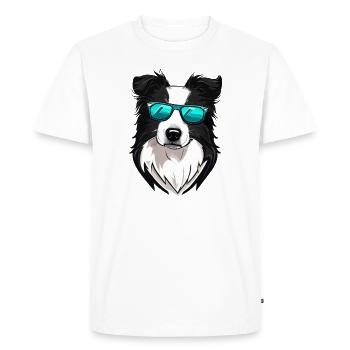 Border Collie Wearing Shades - Men's Premium Organic T-Shirt - white - Front - Nico (187cm)