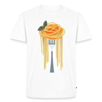 Spaghetti with fork - Men's Premium Organic T-Shirt - white - Front - Nico (187cm)