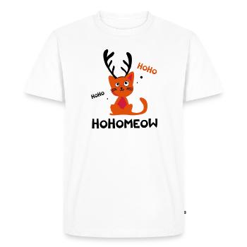 HohoMeow - Chat de Noël Idée cadeau Christmas - T-shirt Premium bio Homme - blanc - Devant - Nico (187cm)