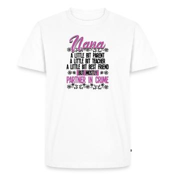 Nana - Partenaire Nana dans le crime - T-shirt Premium bio Homme - blanc - Devant - Nico (187cm)