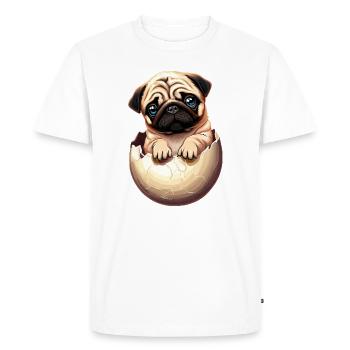Chiot carlin dans un œuf - Cute Dog Design - T-shirt Premium bio Homme - blanc - Devant - Nico (187cm)