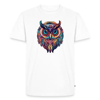 Hibou Style Boho Coloré Boho, Géométrique - T-shirt Premium bio Homme - blanc - Devant - Nico (187cm)