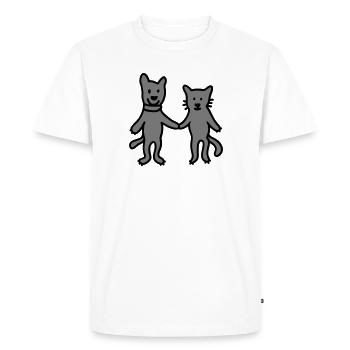 Dog - cat - friends - Men's Premium Organic T-Shirt - white - Front - Nico (187cm)