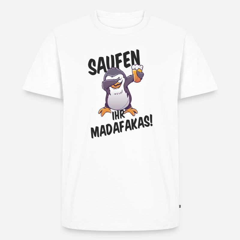 Dabbing Pinguin saufen Trinkspruch - Männer Premium Bio T-Shirt - Weiß