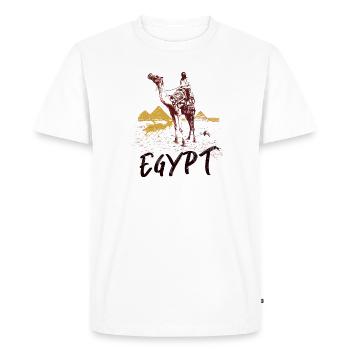 Illustration: Bédouin d'Égypte et pyramides - T-shirt Premium bio Homme - blanc - Devant - Nico (187cm)