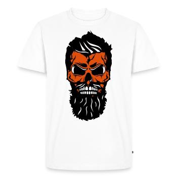 tete de mort hipster crane barbe moustache 2 - T-shirt Premium bio Homme - blanc - Devant - Nico (187cm)