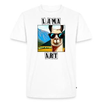 Lama Portrait Gift - Men's Premium Organic T-Shirt - white - Front - Nico (187cm)