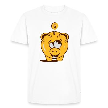 Une tirelire avec un dollar - T-shirt Premium bio Homme - blanc - Devant - Nico (187cm)