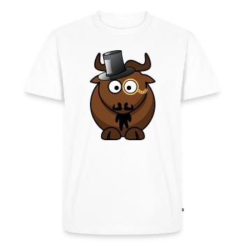 Caricature de buffle avec monocle - T-shirt Premium bio Homme - blanc - Devant - Nico (187cm)