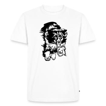 Border Collie - Men's Premium Organic T-Shirt - white - Front - Nico (187cm)