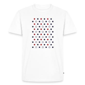 Étoiles rouges et bleues – Motif patriotique inspiré des États-Unis - T-shirt Premium bio Homme - blanc - Devant - Nico (187cm)