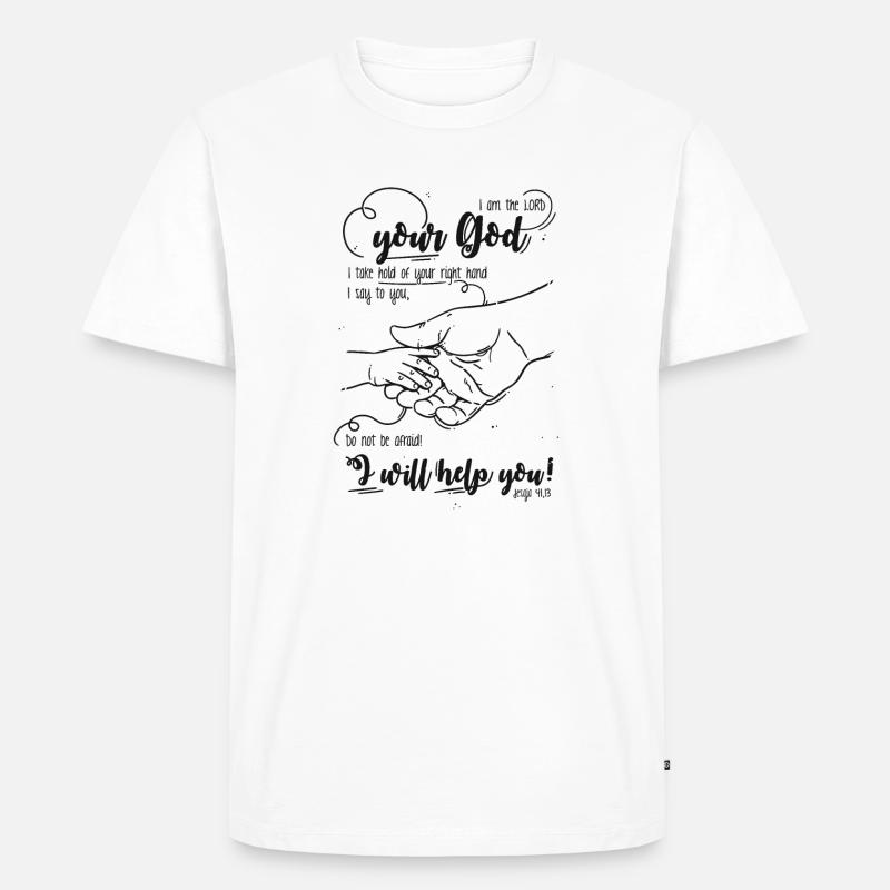 Jesaja Bibelvers Ich helfe dir - Männer Premium Bio T-Shirt - Weiß