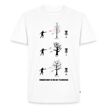 discgolf, frisbee golf, arbres, disque, loisirs, sports - T-shirt Premium bio Homme - blanc - Devant - Nico (187cm)