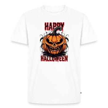 Citrouille d’Halloween effrayante avec visage de démon - T-shirt Premium bio Homme - blanc - Devant - Nico (187cm)