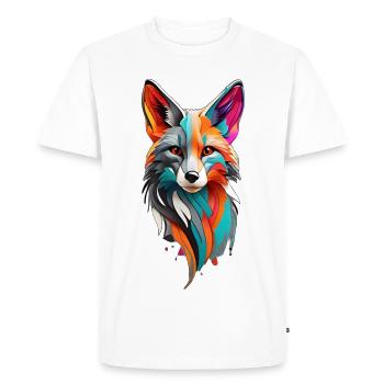 renard coloré - T-shirt Premium bio Homme - blanc - Devant - Nico (187cm)