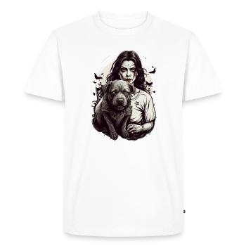 Vampire avec chien - T-shirt Premium bio Homme - blanc - Devant - Nico (187cm)