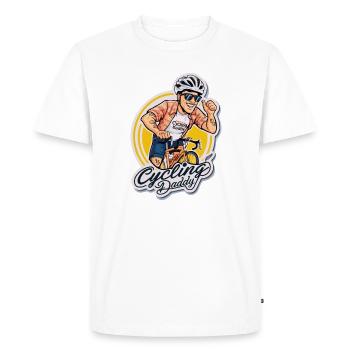 Vélo papa dessin animé autocollant - T-shirt Premium bio Homme - blanc - Devant - Nico (187cm)
