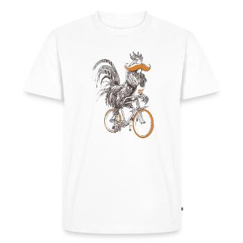 Rooster & Bicycles - Men's Premium Organic T-Shirt - white - Front - Nico (187cm)